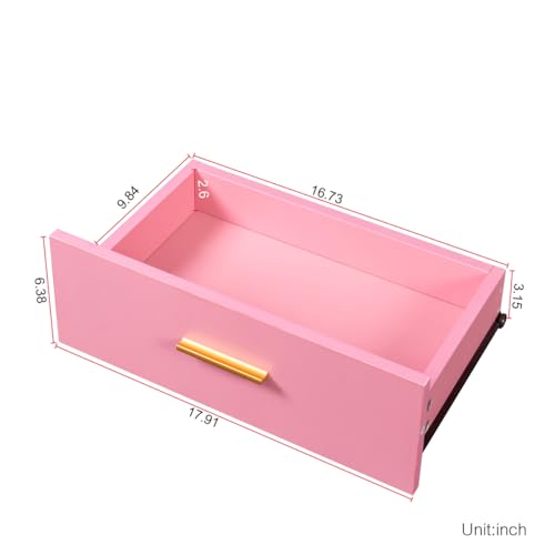 Pink Wood Computer Desk with Drawers Shelves Dresser Desk K1698