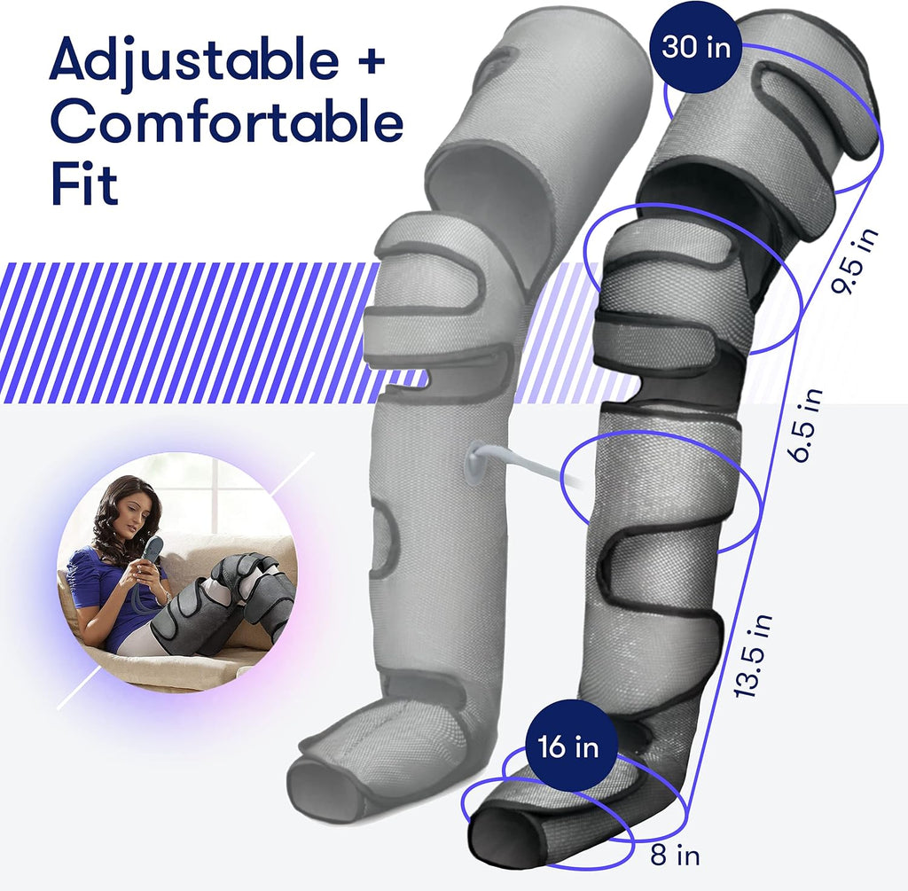 Large Knee Gray Adjustable Foot and Calf Massager with Heat Air Compression B978251
