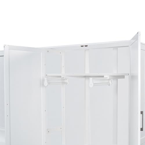 Queen Size Gray Murphy Bed Wall Bed with Desk and Closet Drawers and Shelves S30940