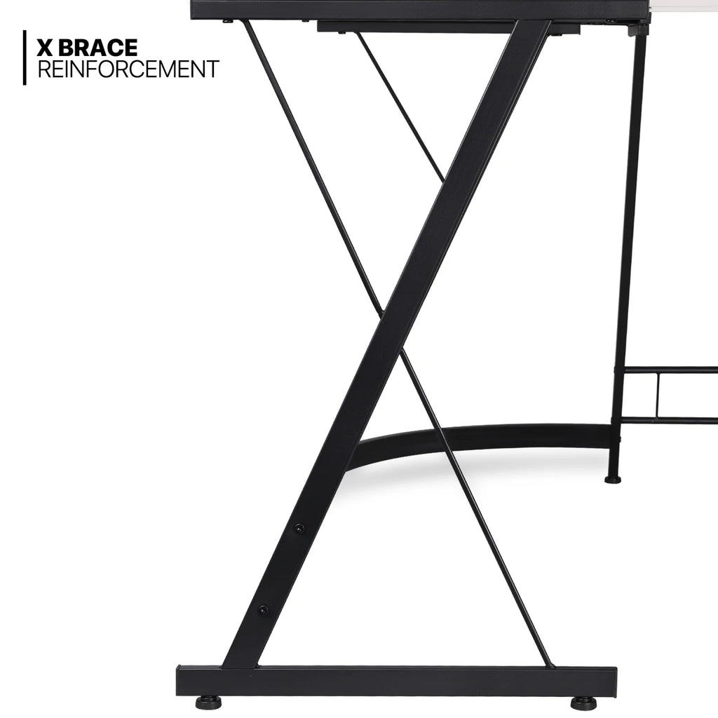 White L Shaped Corner Gaming Desk with Monitor Stand D290