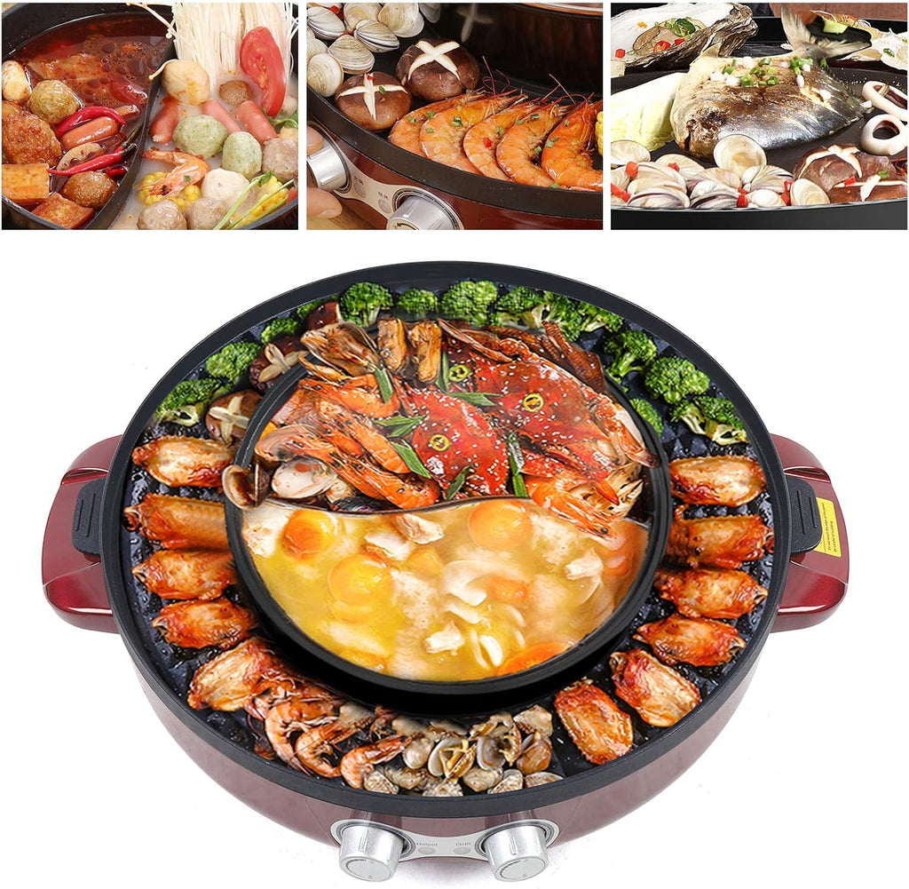 2 in 1 Electric Grill and Hot Pot with Nonstick Coating H217332