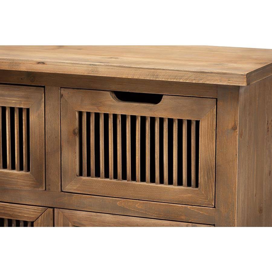 Medium Oak Finished 2-Door 2-Drawer Wood Storage Cabinet Z80142