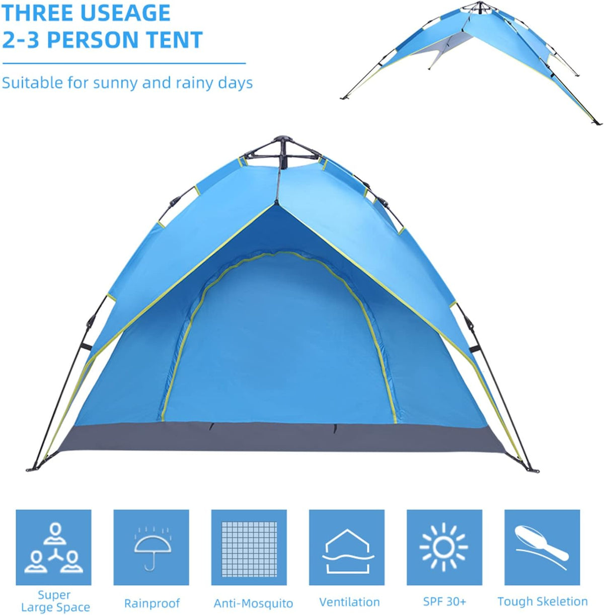 2-3 Person Waterproof Pop Up Camping Tent A78652