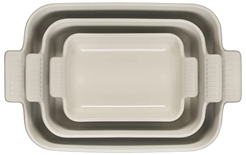 White Stoneware Rectangular Dishes Set of 3 F16869