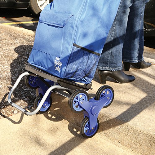 Blue Folding Grocery Cart with 3 Wheels O6393