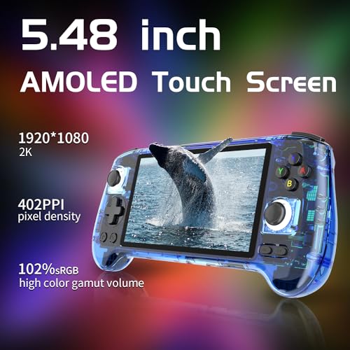 Blue 5.48" AMOLED Android 13 Handheld Retro Gaming Console D8610