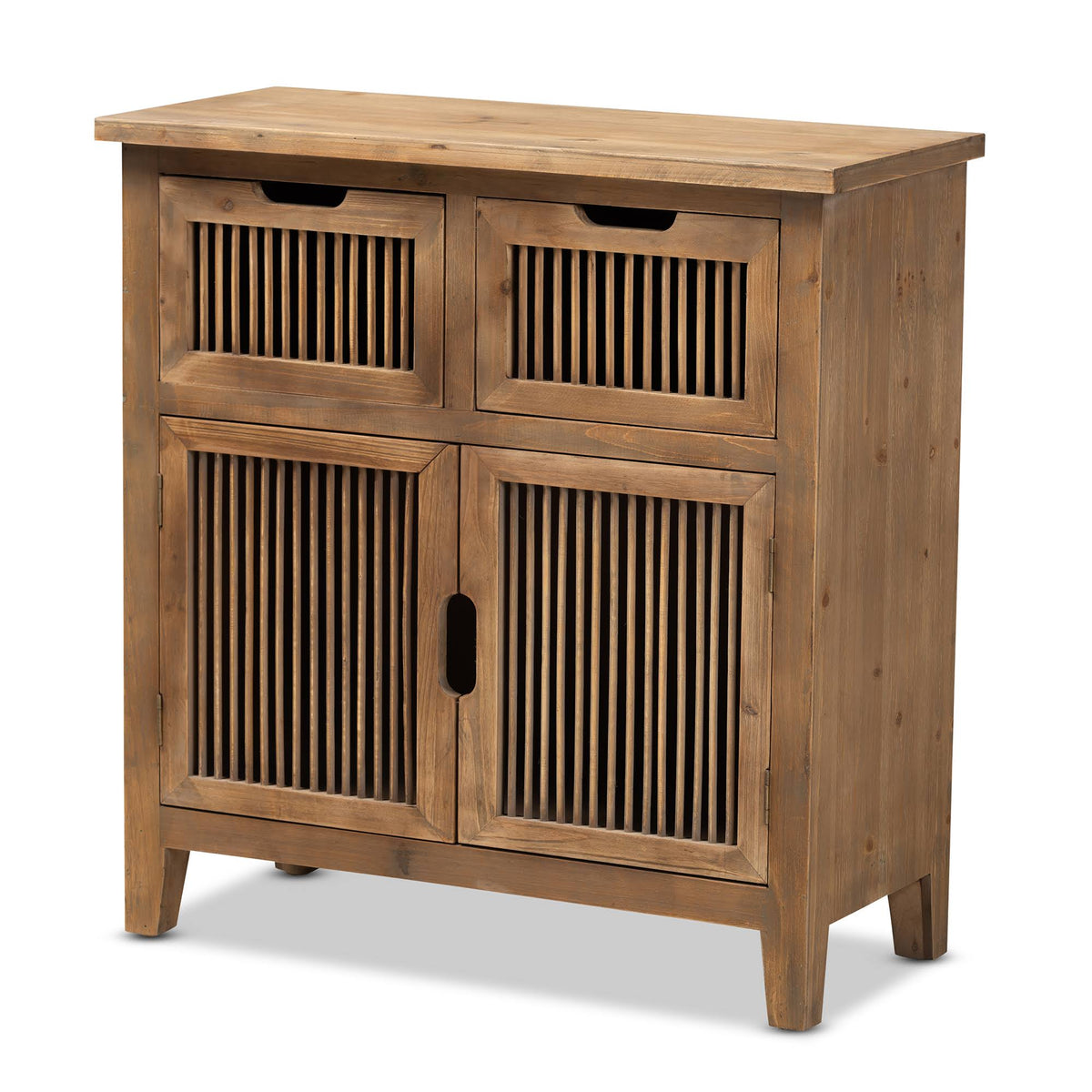 Medium Oak Finished 2-Door 2-Drawer Wood Storage Cabinet Z80142