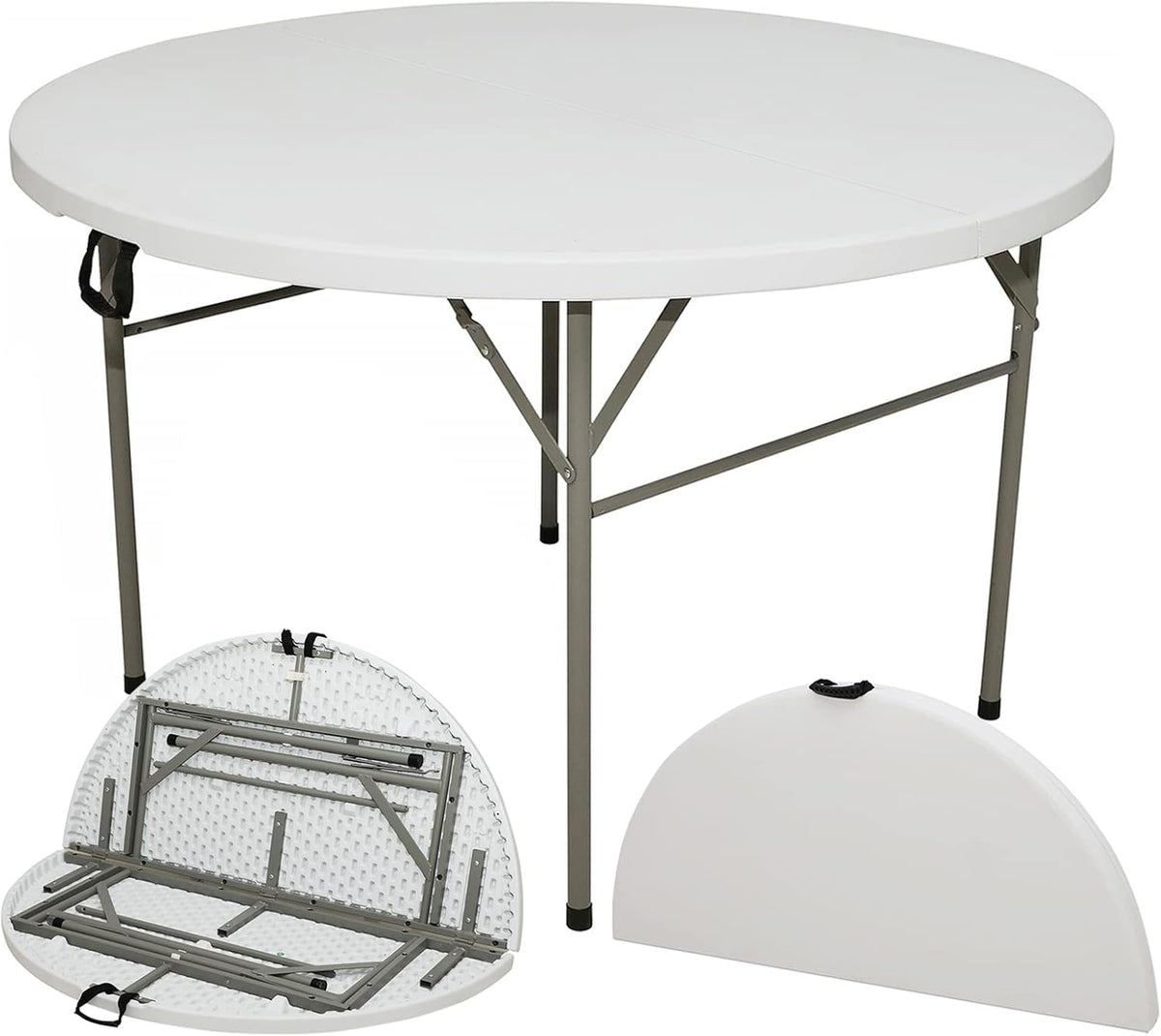 White 4FT Adjustable Folding Plastic Table D495