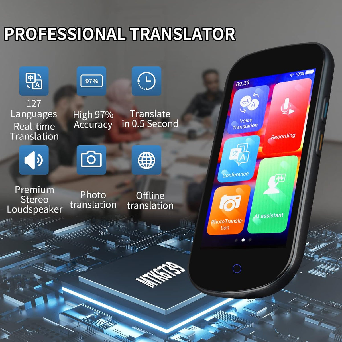 Portable Translator Device 127 Languages 4G WiFi Offline Real-Time Two-Way K78737