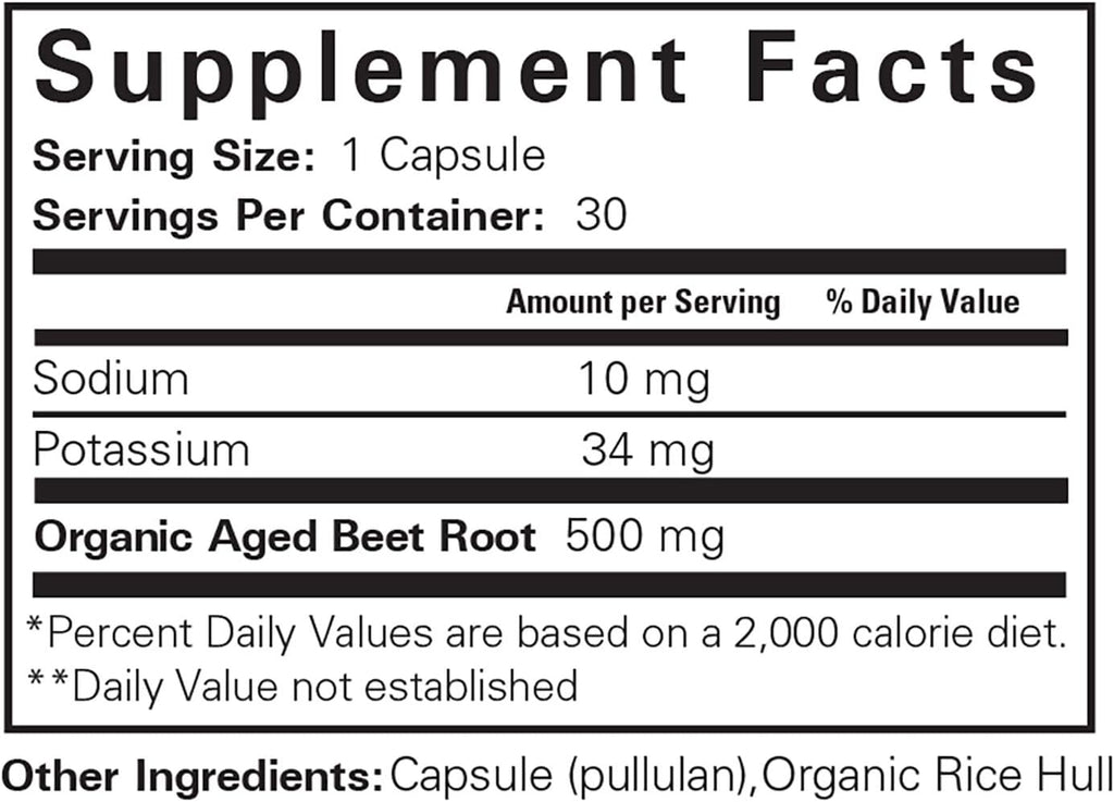 Organic Beet Root Capsules - 30 Capsules P650