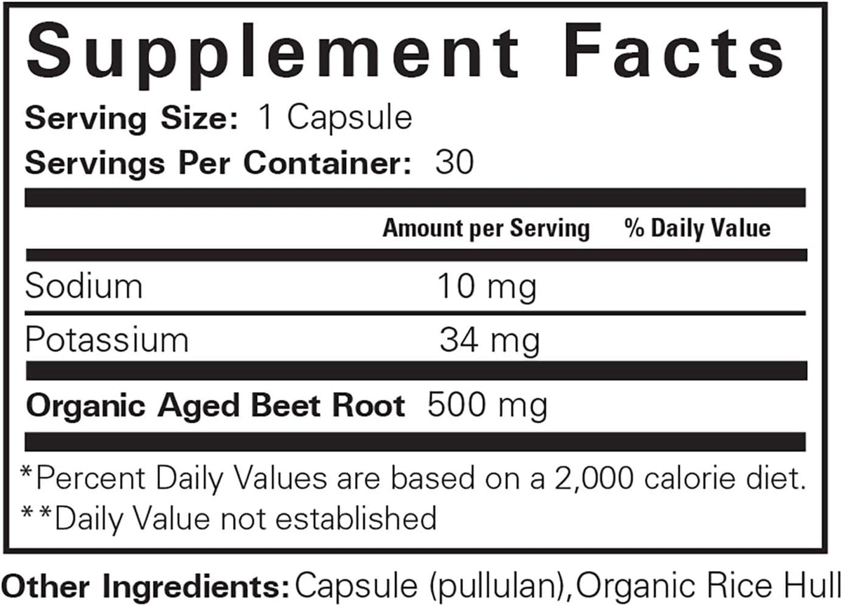 Organic Beet Root Capsules - 30 Capsules P650