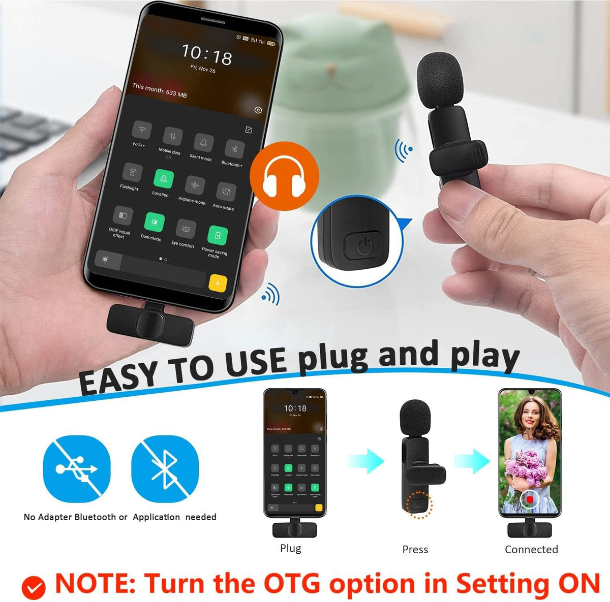 Wireless Lavalier Microphone with USB C Interface S656