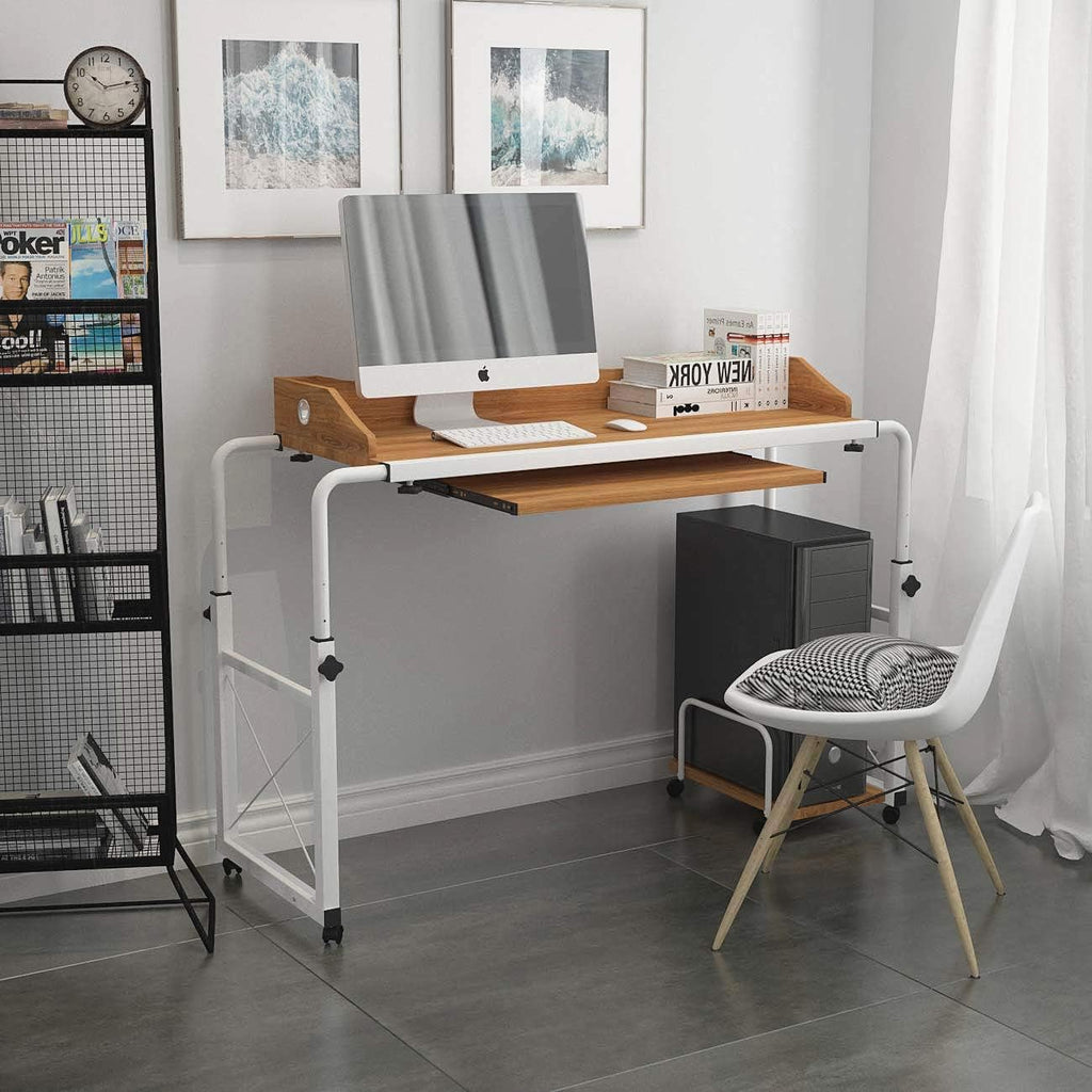 Adjustable Overbed Table with Wheels and Keyboard Drawer X566793