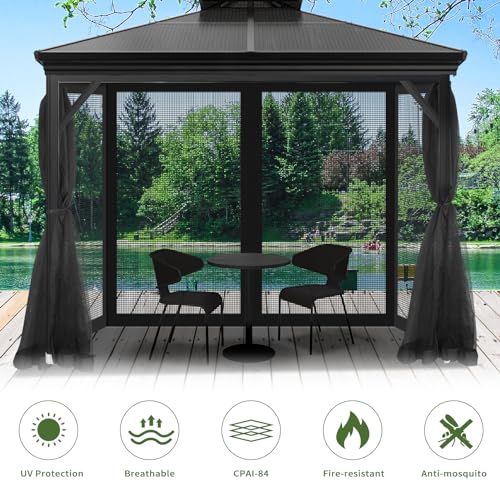 10' x 10' 4-Panel Sidewall Mosquito Netting with Zippers (Black) Z539