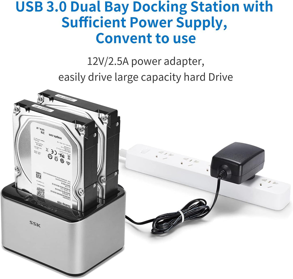 Aluminum USB 3.0 to SATA Dual Bay Hard Drive Docking Station C4134