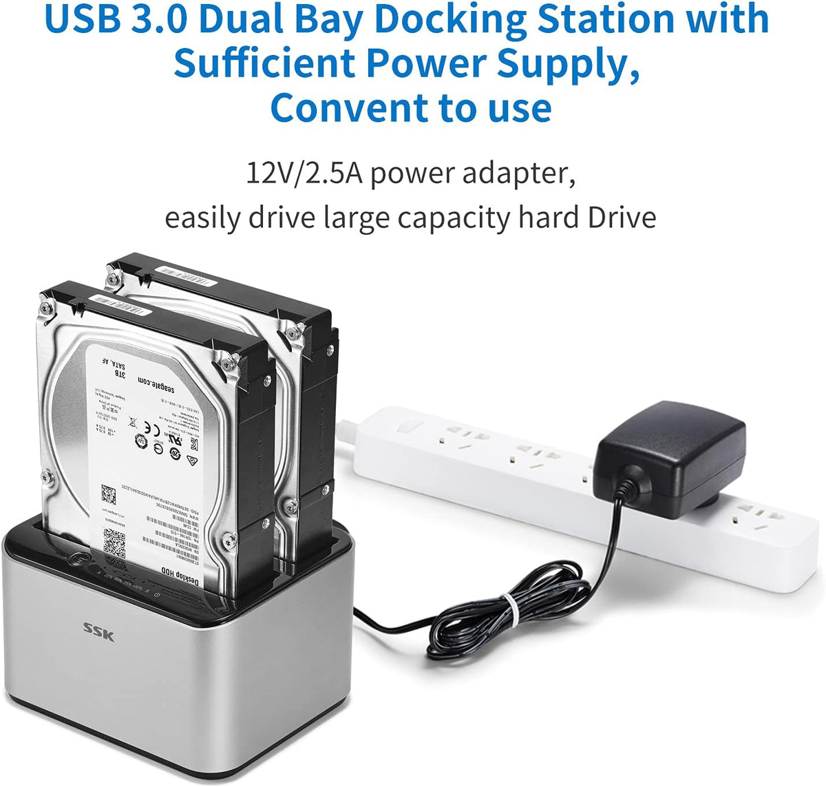 Aluminum USB 3.0 to SATA Dual Bay Hard Drive Docking Station C4134