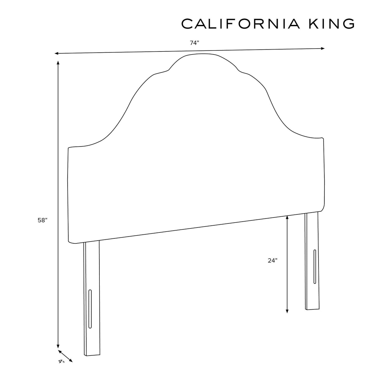 Ivory Velvet California King Arched Headboard O28167