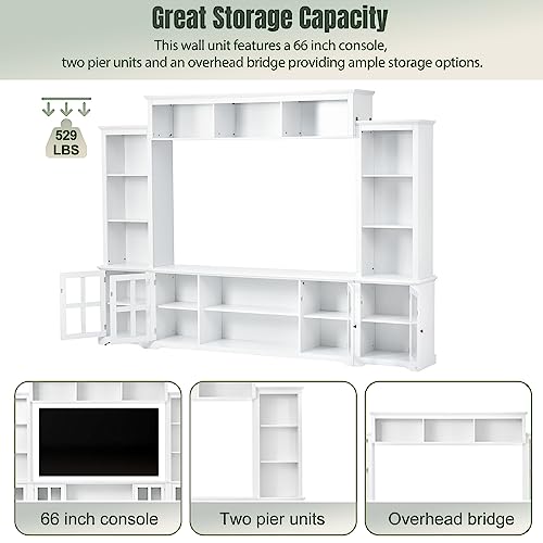Black TV Console Table with Bookshelves and Tempered Glass Door K826