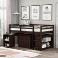 White Wood Twin Loft Bed with Storage Drawers R83058