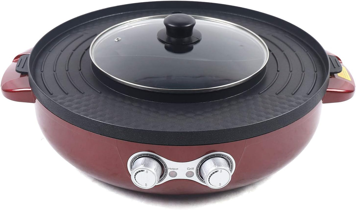 2 in 1 Electric Grill and Hot Pot with Nonstick Coating H217332