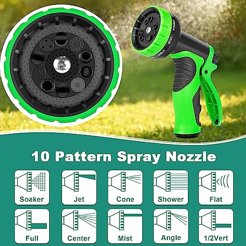 50 ft Expandable Garden Hose with 3/4" Solid Brass Fittings and 10 Pattern Spray Nozzle F726