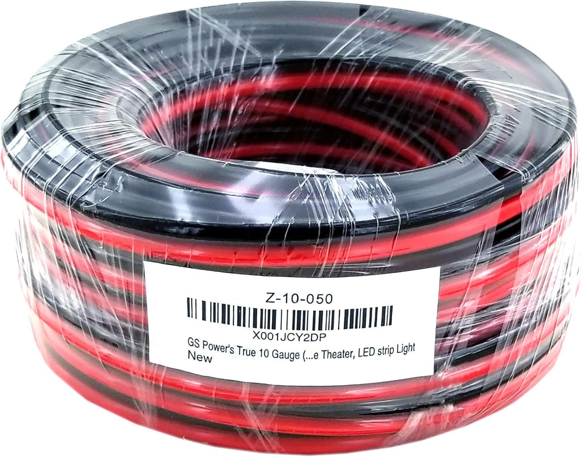 10 AWG 50 Feet Stranded Oxygen Free Copper Red/Black Bonded Zip Cord Cable J53512