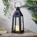 15.5” Black Metal Solar Powered LED Outdoor Lantern Z265315