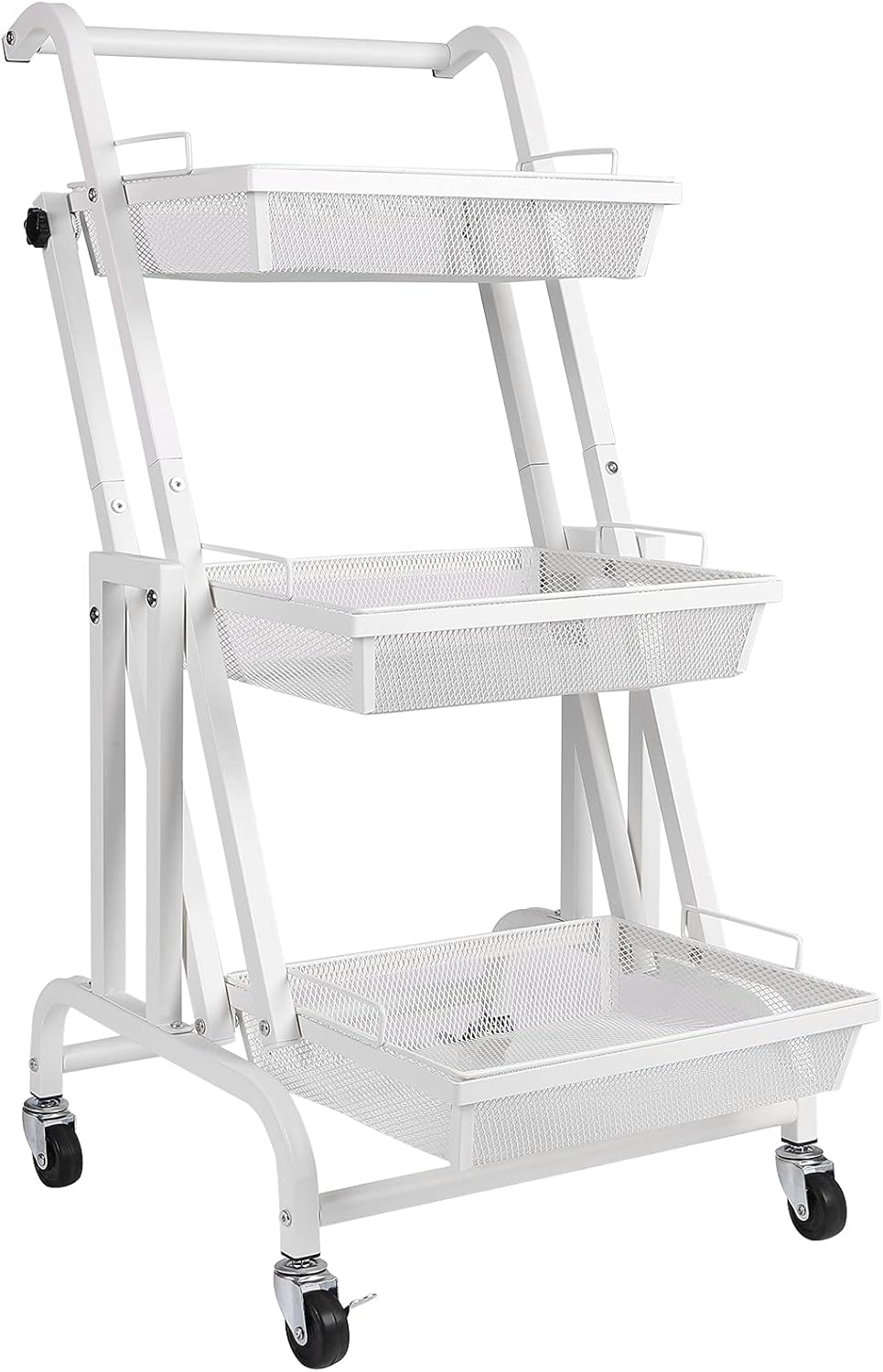 3 Tiers Rolling Metal Storage Cart with Lock Wheels V61462