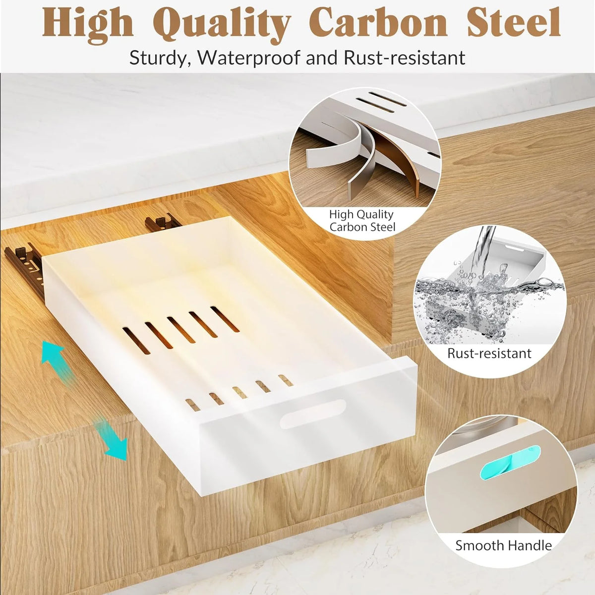 1 Pack 10-Inch Wide Carbon Steel Pull Out Cabinet Organizer V651699