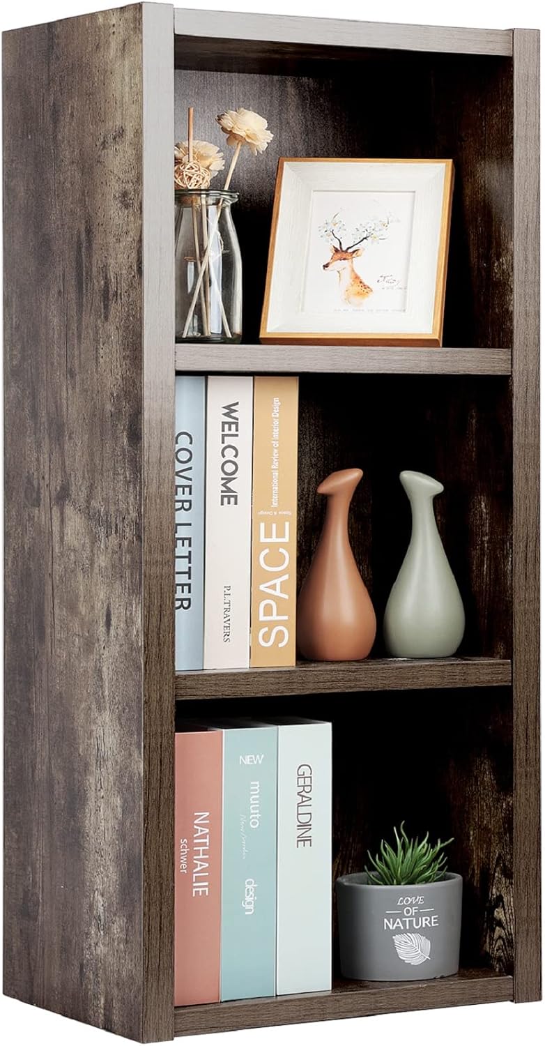 Wooden Bookcase Cube Storage Shelf Grey Brown N4185