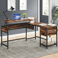 L-Shaped 59" Computer Desk with Drawers Corner Desk with Lift Top S144