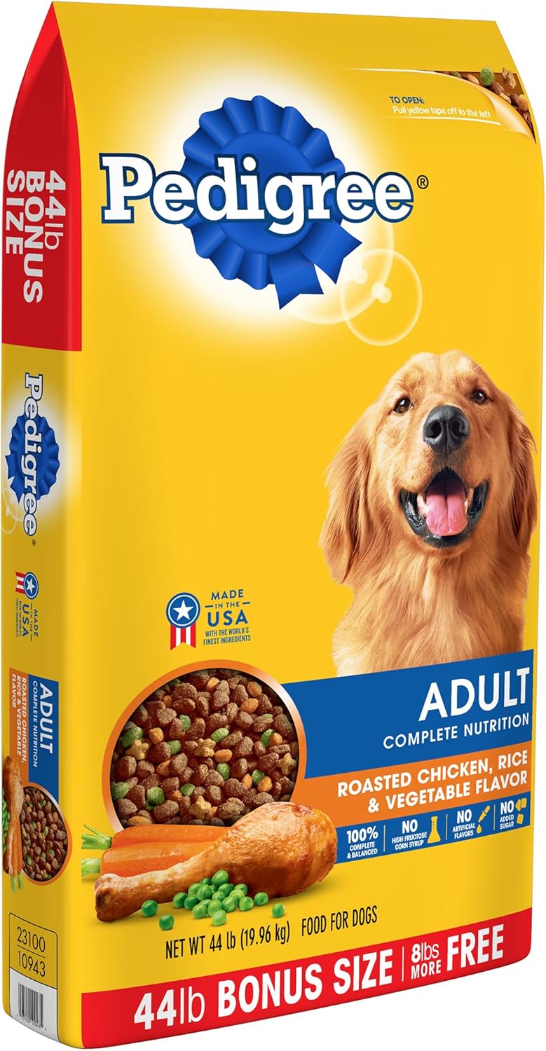 Pedigree Adult Roasted Chicken, Rice & Vegetable Flavor Dry Dog Food 44 Pounds G9983