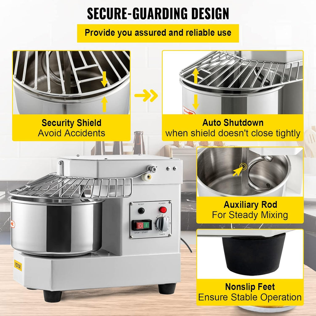 7.3Qt 450W Dual Rotating Dough Kneading Machine with Food-grade Stainless Steel Bowl N183