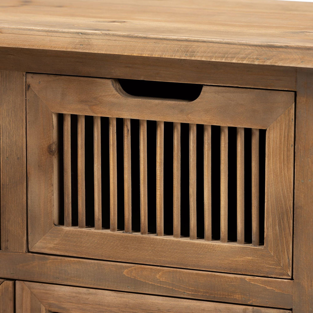 Medium Oak Finished 2-Door 2-Drawer Wood Storage Cabinet Z80142