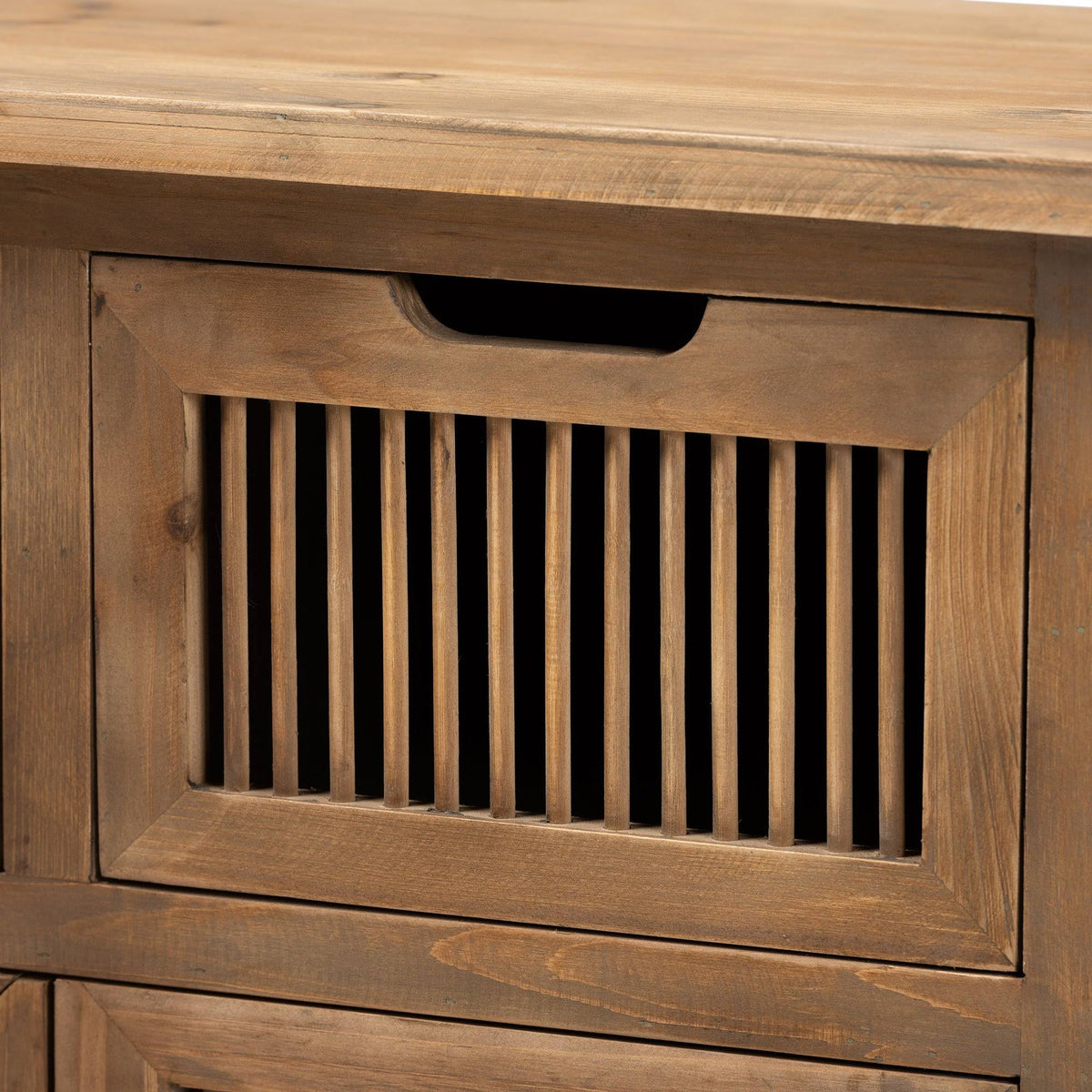 Medium Oak Finished 2-Door 2-Drawer Wood Storage Cabinet Z80142