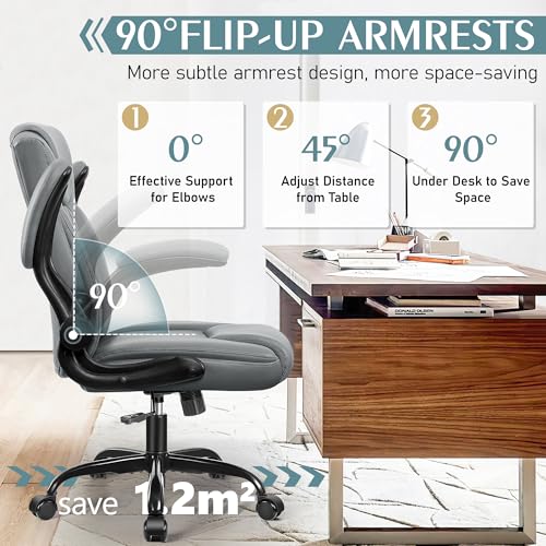 Black Leather Office Chair with Wheels H8270