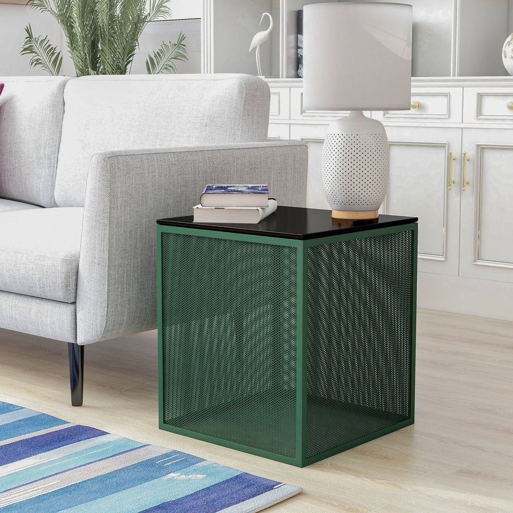 White Glass Top Side Table D51442