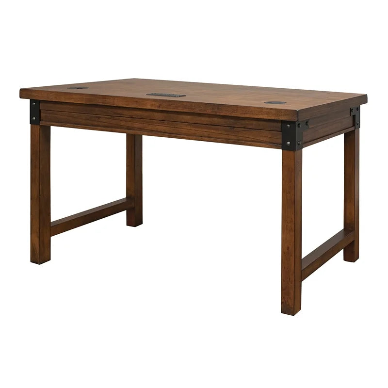 Rustic Wood Writing Desk with Power Center Brown G32425