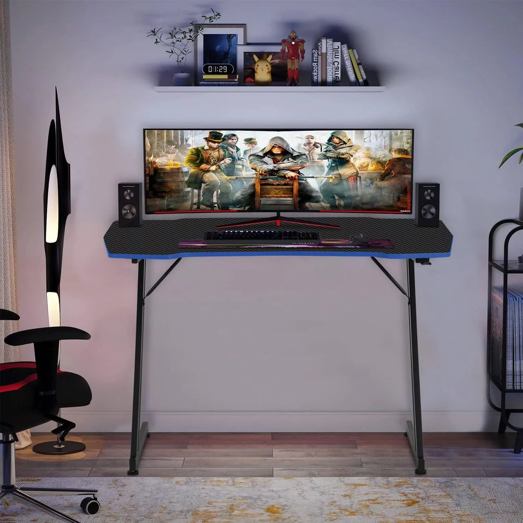 Blue 47 inch Z Shaped Gaming Desk C2318