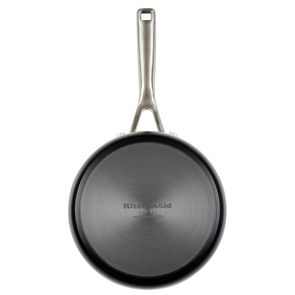 Hard Anodized Ceramic Nonstick Sauce Pan with Lid, 3qt, Matte Black B17032