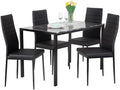 Dining Table and Chairs Set Marble Table top with 4 Chairs PU Leather P305563