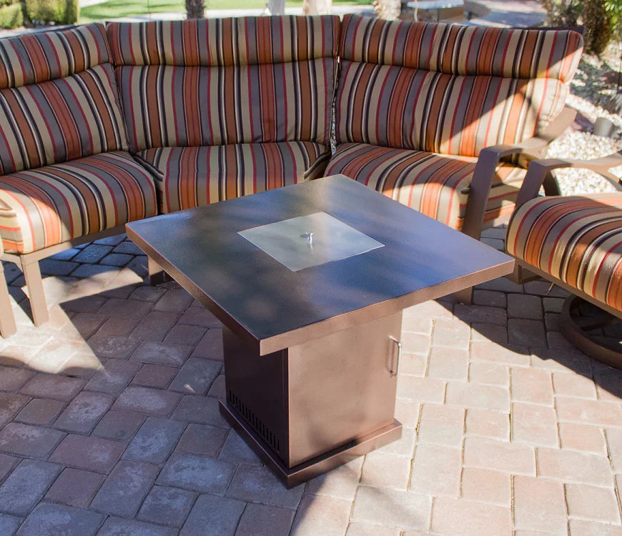 Square Hammered Bronze Propane Fire Pit O93048
