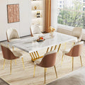 63" Rectangular Dining Table with Faux Marble Top Q420