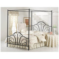 Queen Textured Black Bed Set with Canopy and Legs W37180
