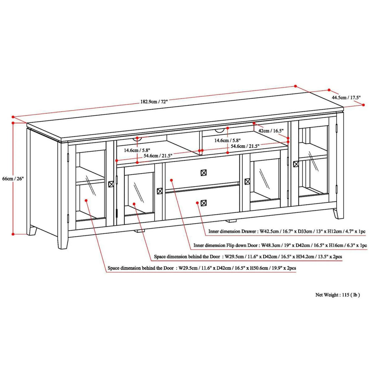 Black Wood TV Media Stand W67108