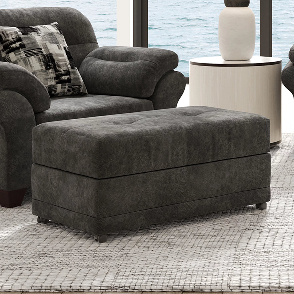 Fabric Storage Ottoman with Casters L486986