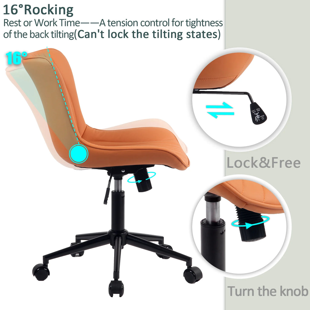 Camel PU Adjustable Ergonomic Office Chair with Wheels H534759