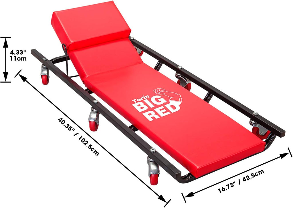 40 Padded Mechanic Cart with Adjustable Headrest and 6 Casters E548395