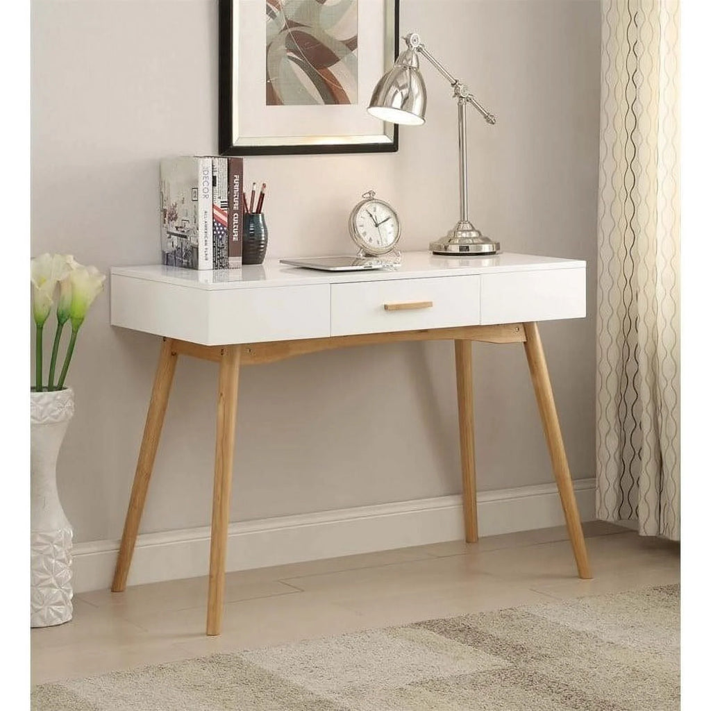 1-Drawer Rectangular Wood Home Office Desk in White O75377