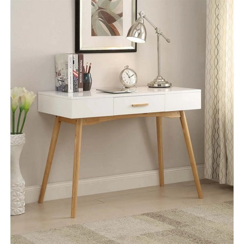 1-Drawer Rectangular Wood Home Office Desk in White O75377